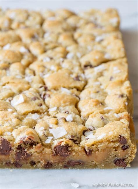 Salted Caramel Chocolate Chip Cookie Bars Video A Spicy Perspective