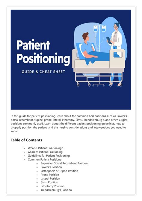 SOLUTION Patient Positioning Complete Guide And Cheat Sheet For Nurses Studypool
