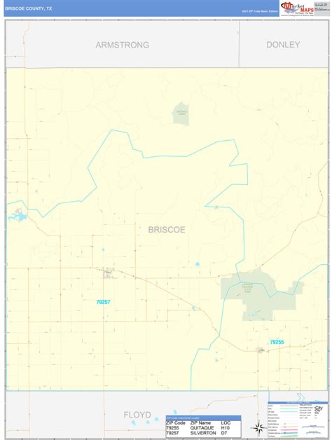 Briscoe County Tx Zip Code Wall Map Basic Style By Marketmaps