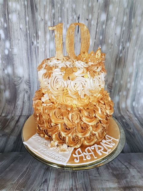 Ombre Gold Rosette Cake Cakes By Mehwish