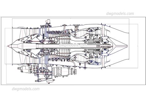 Turbofan Engine Dwg Drawing Free Autocad File