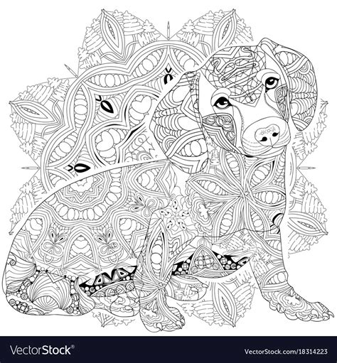 Mandala With Dog For Coloring Decorative Vector Image