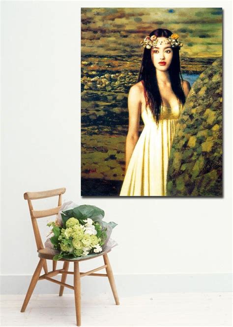 Chino chica en verde campos Cuerpo pintura al óleo China artistas impresos en lienzo frameless