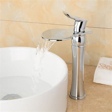 High quality bathroom basin faucet with competitive price. BWE Tall Waterfall Single Handle Chrome Bathroom Sink ...