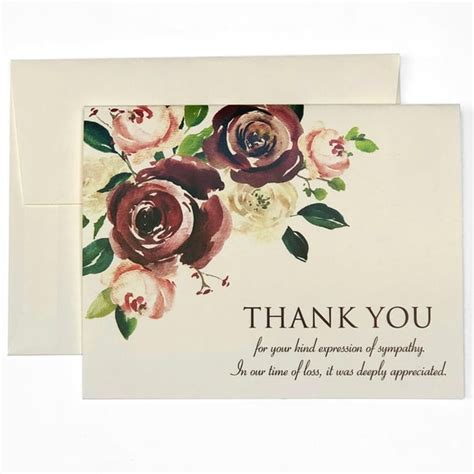 Funeral Thank You Folded Cards With Envelopes Sympathy