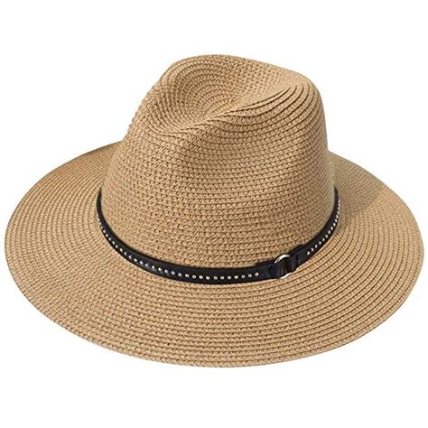 Lanzom Women Wide Brim Straw Panama Roll Up Hat Fedora Beach Sun Hat