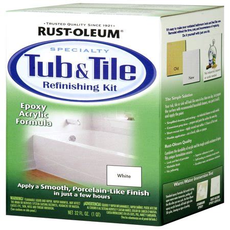 A report from someone that did answer: RUST-OLEUM 32OZ WHT Tub/Tile Kit - Walmart.com