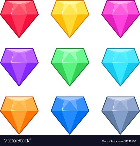 Diamond Crystal Gems Isolated On White Cartoon Vector Image