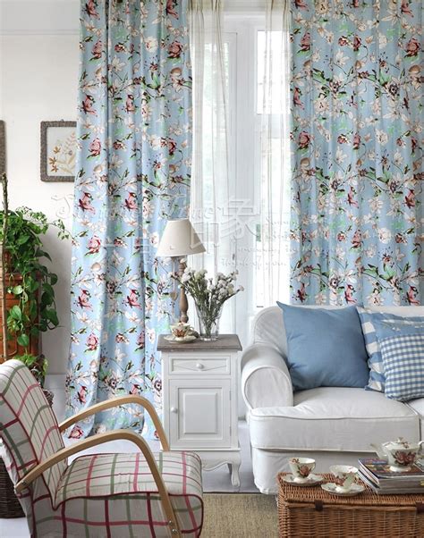 2xcustom Floral Blue Curtain French Country Cottage Provincial Shabby