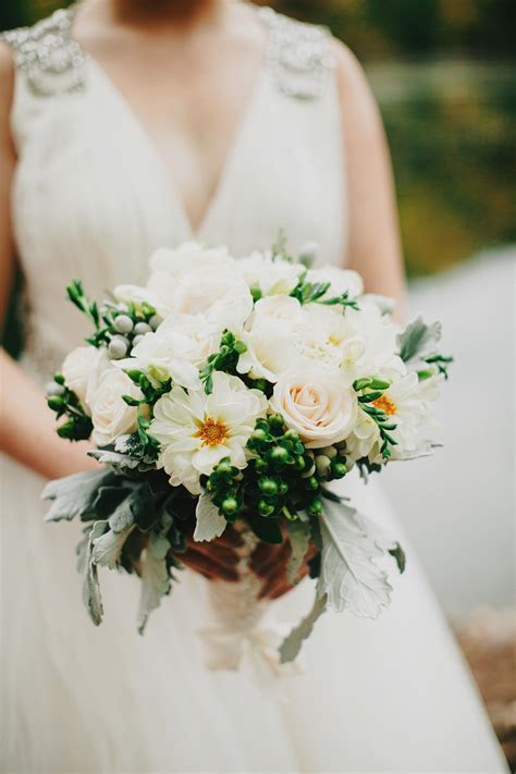 White and Green Hand-Tied Bridal Bouquet | Flower bouquet wedding, Bridal bouquet, Hand tied 