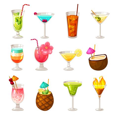Club Cocktails Icons Set 478996 Vector Art at Vecteezy