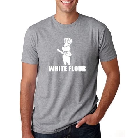 Fashion New T Shirts Men Short Sleeve White Flour White Power Spoof