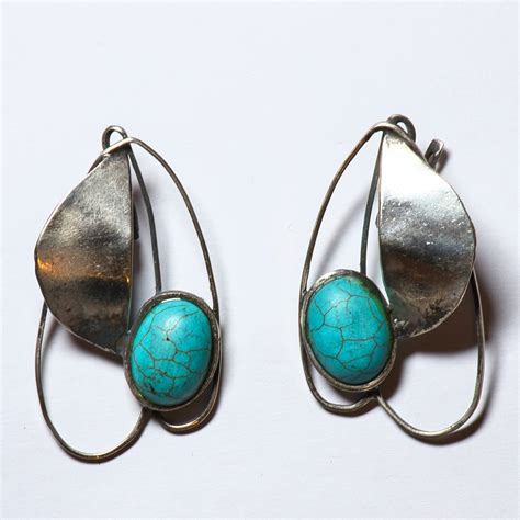 Silver And Turquoise Earrings By Sergey Stelmashenko Pyramid Gallery