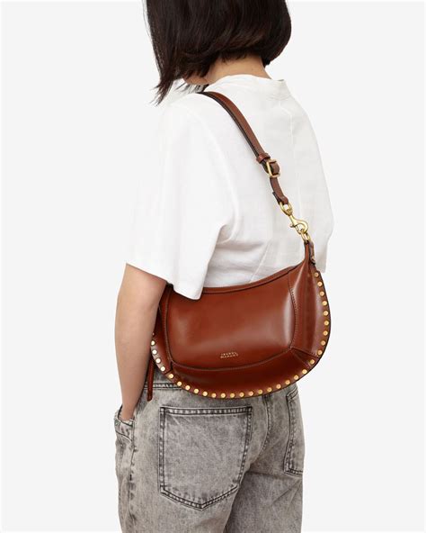 Womens Oskan Moon Leather Shoulder Bag In Cognac Isabel Marant Pt