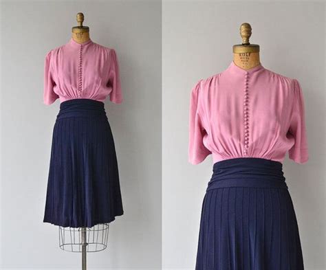 Rosecliff Dress Vintage 1930s Dress Rayon Crepe 1940s Etsy Vintage