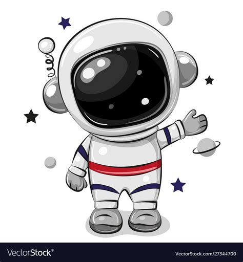 An Astronaut Is Standing In The Space With Stars Around Him And Waving