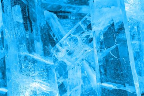 Giant Colored Ice Crystals In Light Blue Harbin China Stock Image
