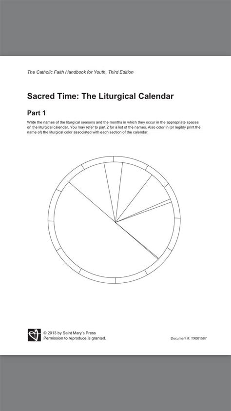 Free Liturgical Calendar Worksheets Calendar Worksheets Marketing