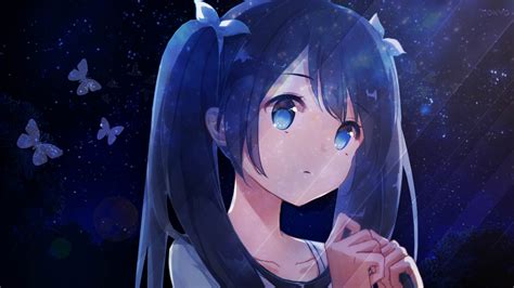 Anime Girl Blue Eyes Black Long Hair Hd Anime Girl Wallpapers Hd Wallpapers Id 74346