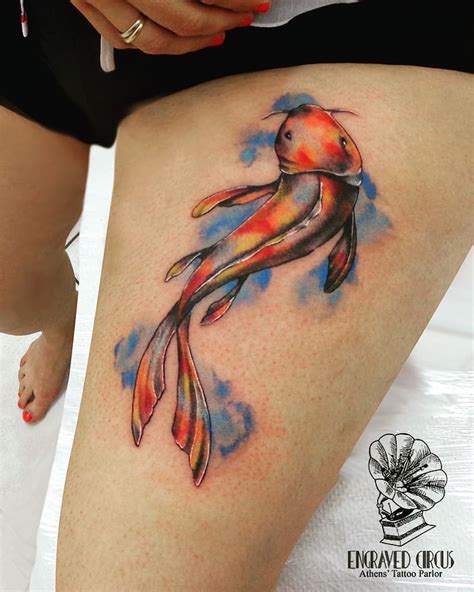 Watercolor Small Koi Fish Tattoo On Wrist