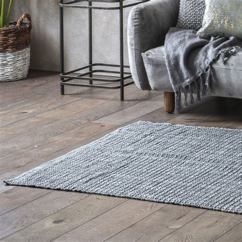 Grey Cotton Woven Rug Home Accessories Rugs