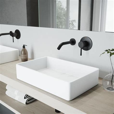 Vigo Matte Stone Magnolia Composite Rectangular Vessel Bathroom Sink In