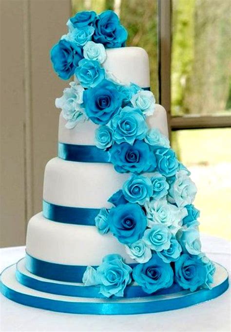 Wedding Cake With Blue Flowers Wedding And Bridal Inspiration