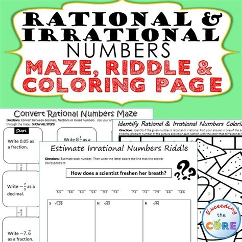 Rational And Irrational Numbers Maze Riddle Coloring Page Math Activities