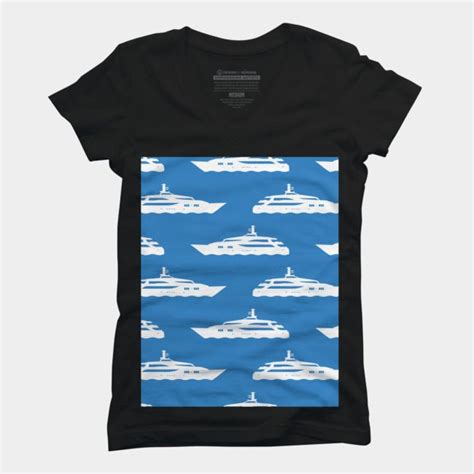 Blue Yacht Print T Shirt Mens Long Sleeve Tee Perfect Tees Mens Tshirts