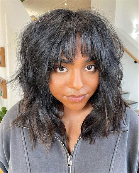 Shoulder Length Hairstyles For Black Women With Bangs