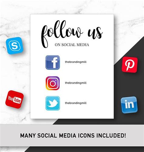 Follow Us On Social Media Business Sign Social Media Sign With Icons