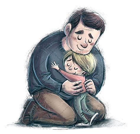 Padre E Hijo Abrazados Dibustock Dibujos E Ilustraciones Infantiles