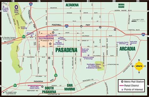 Pasadena Map Pasadena Los Angeles Map California Usa