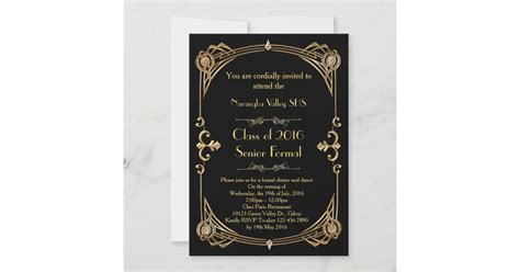 Great Gatsby Prom Invitation Art Deco Style Invitation Zazzle