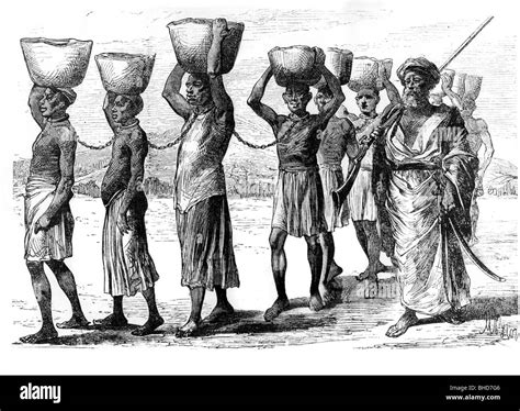 Sklaverei Sklaven Aneinander Gekettet In Sansibar Holzstich 1898