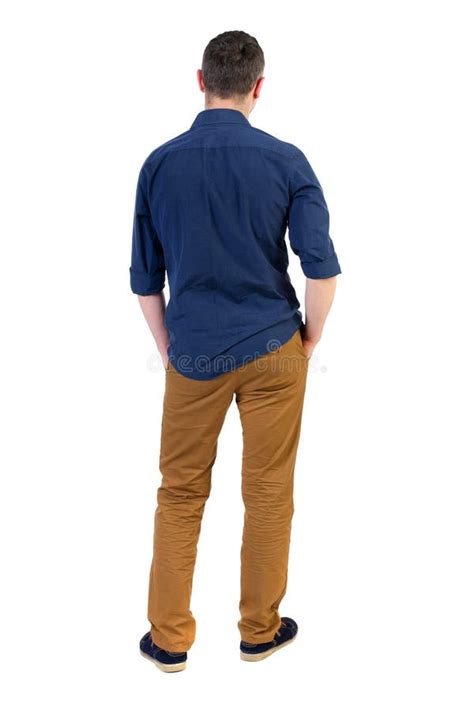 Back View Of Man Standing Young Guy Stock Image Image Of Male