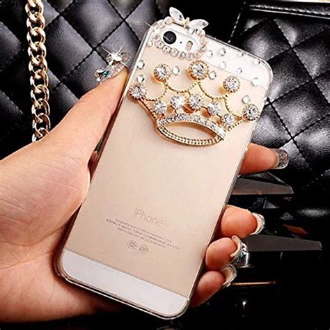Luxury Bling Crystal Diamond Crown Clear Back Rhinestone Phone Case