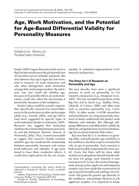 Age Work Motivation And The Potential For Age Based Differential