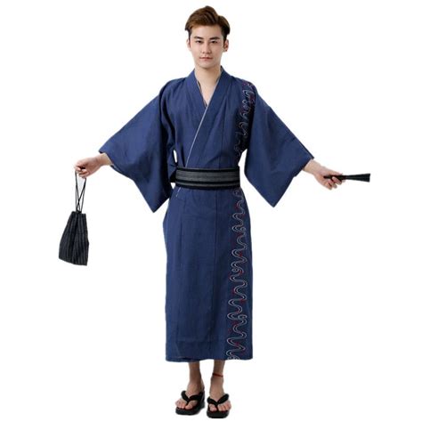 Mens Cool Traditional Japanese Kimono Mens Thicken Cotton Robe Yukata