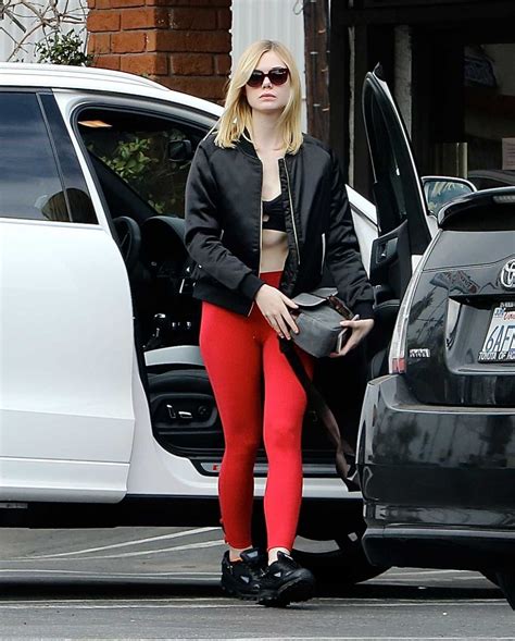 Elle Fanning In Red Tights Out In Los Angeles 1302016 • Celebmafia