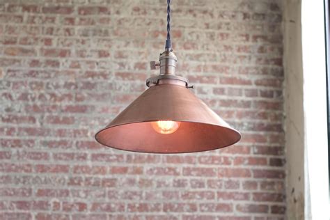 Pendant Lights Aged Copper Metal Shade Hanging Pendant Etsy In 2020