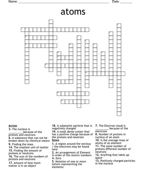 Atoms Crossword Wordmint