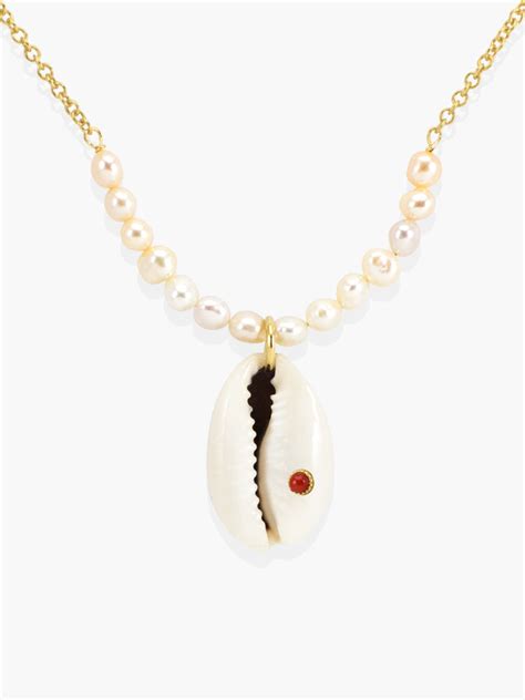 Coral And Cowrie Shell Necklace Vintouch Jewels