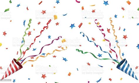 Exploding Party Popper With Confetti And Streamer Stock Illustration
