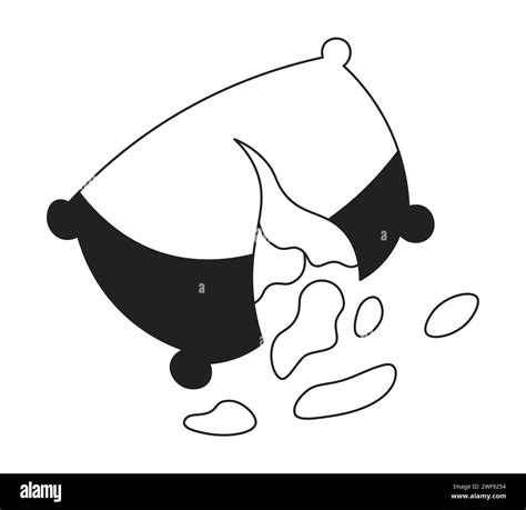 Tear Up Feather Pillow Black And White 2d Cartoon Object Stock Vector Image And Art Alamy