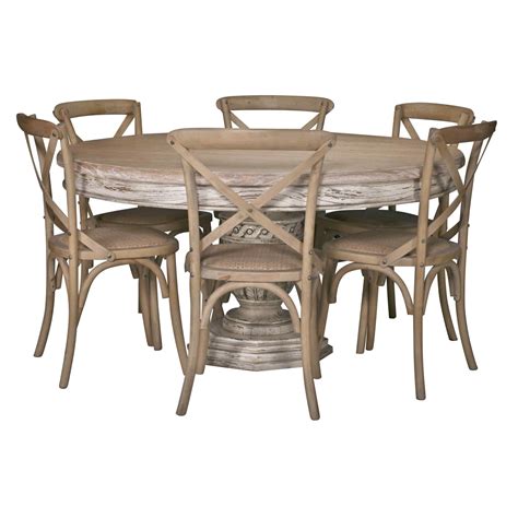 A distressed dining table is a table you place in your dining room or kitchen that features a finishing technique called distressing. Ardennes Distressed 145cm Round Dining Table Furniture ...