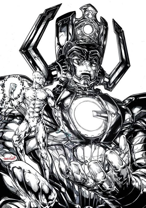 Galactus X Silver Surfer Inks By Emmshin Silver Surfer Marvel