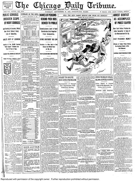 Chicago Tribune Archive Issue From September 16 1913 Chicago