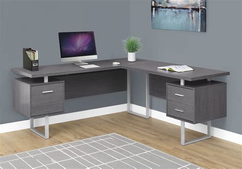Find vectors of office desk. Modern 71" L-Shaped Grey Office Desk w/ Drawers ...