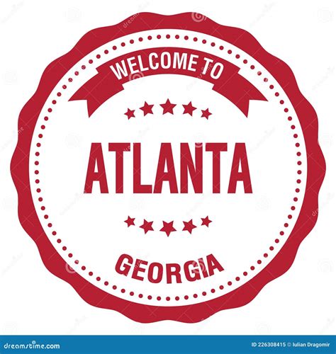 Welcome To Atlanta Georgia Words Written On Red Stamp Stock